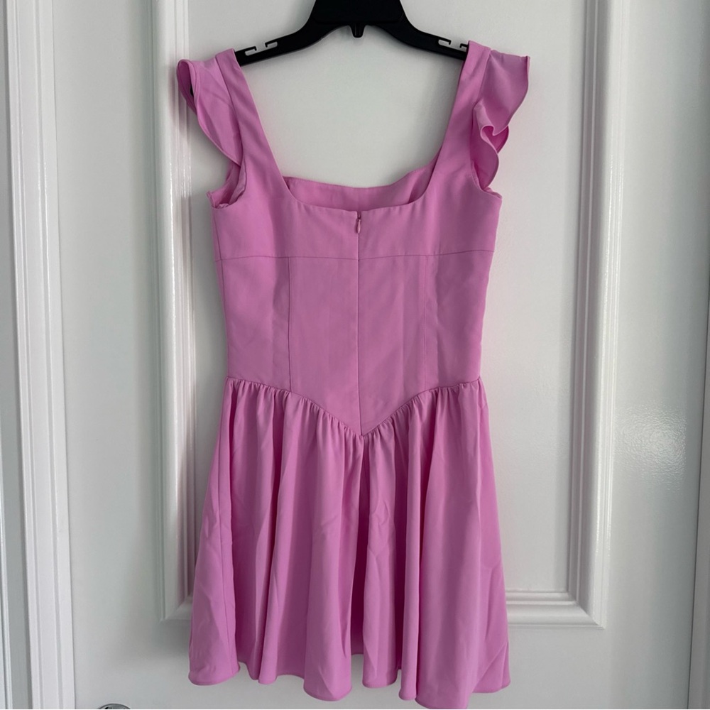 AMANDA UPRICHARD Holland Flutter Sleeve Mini Dress Pink Size S NWT - Picture 5 of 10